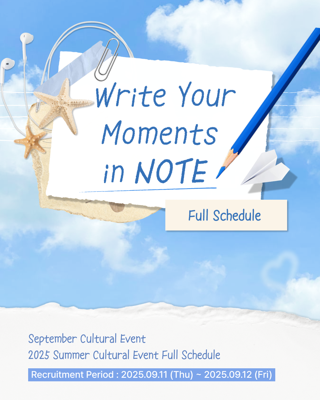 Write Your Moments in NOTE - Full Schedule